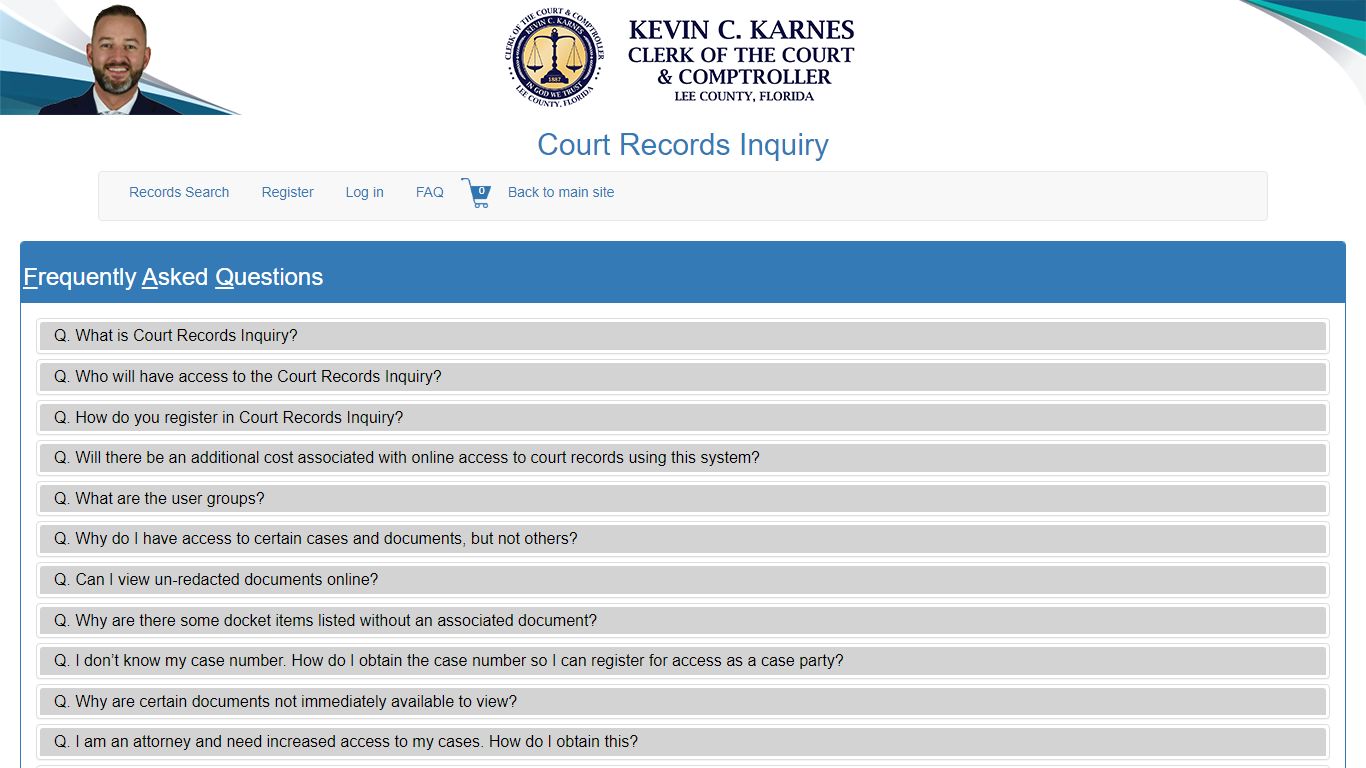 Lee County Clerk of Courts Records Inquiry